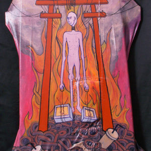 Just Let Go, 2012, 14x20 Inches, Oil Paint on Recycled Clothing Canvas