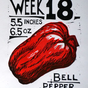 18 Weeks Red Pepper, 2017, Woodcut Print