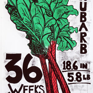 36 Weeks Rhubarb, 2018, Woodcut Print