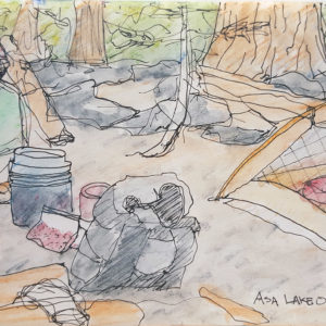 PCT Asa Lake Outlet, 2014, 4x6 inches, watercolor on paper